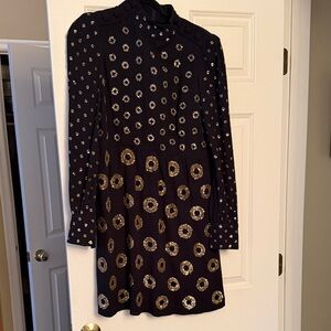 Marc Jacobs Black and Gold Long Sleeve Dress